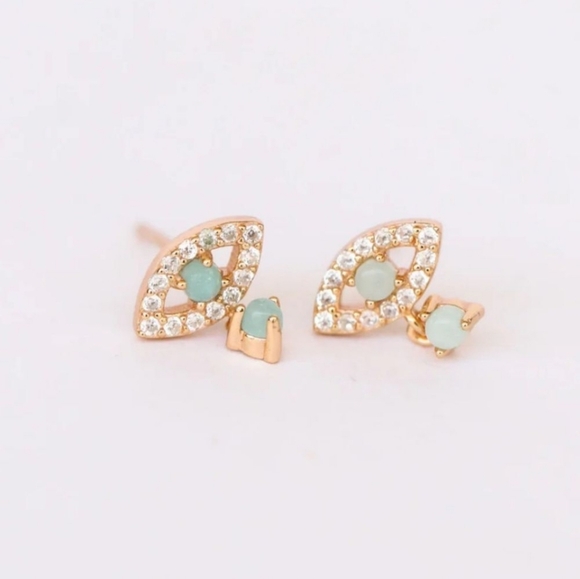 Amazonite Gold Earrings By JaxKelly - Picture 2 of 3